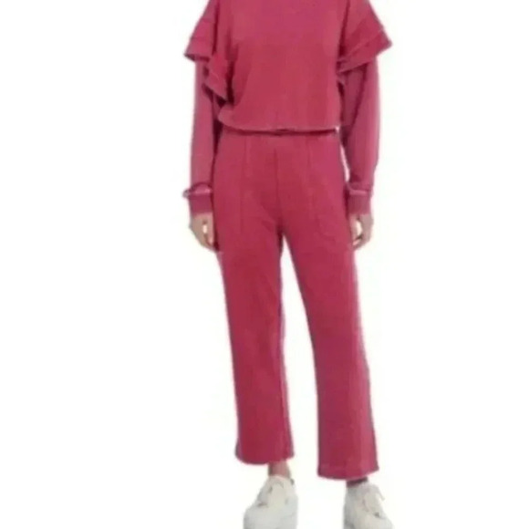NWT 7 For All Mankind Pink Cotton Cropped Oversized Sweater Top Stretch: Small - Picture 1 of 9